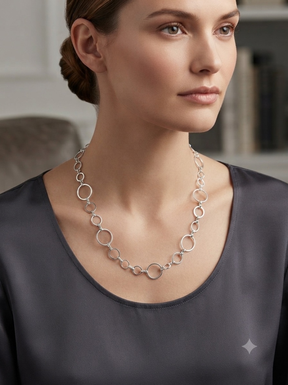 Sterling Silver Open Circle Link Necklace - Silver